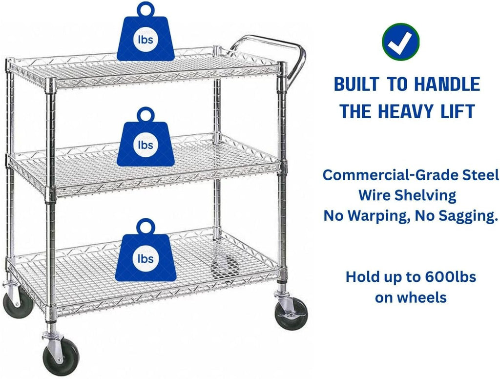 3-Tier Heavy Duty Metal Rolling Cart