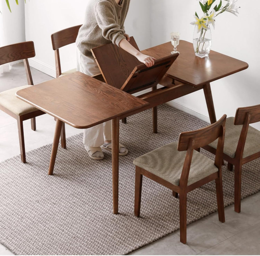 Walnut Oak Mid Century Extendable Dining Table 47-63 Inch