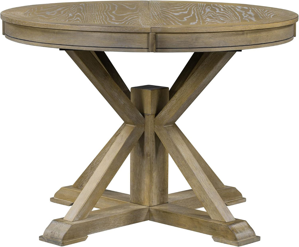 Retro Oval Extendable Dining Table Natural Wood Grain