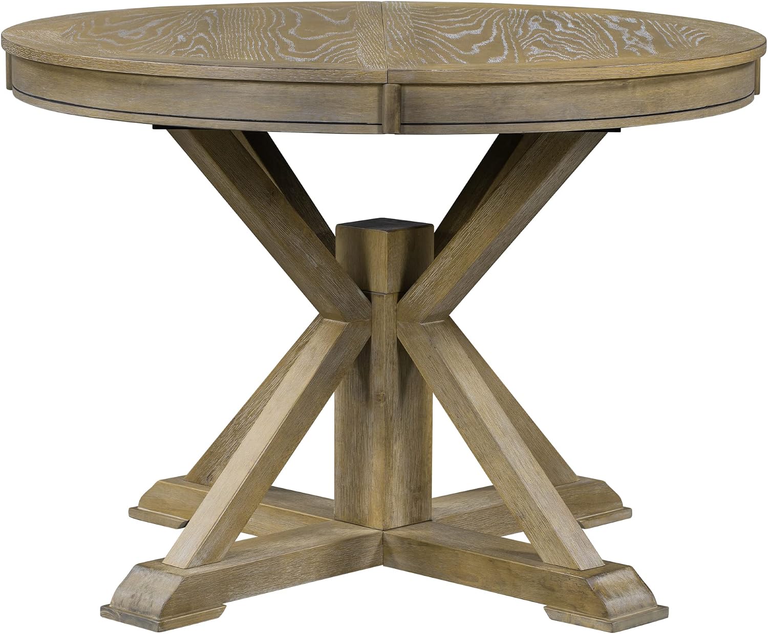 Retro Oval Extendable Dining Table Natural Wood Grain