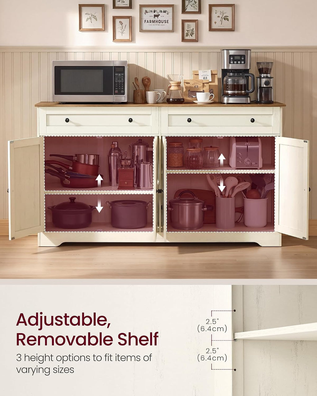 Rustic White Brown Farmhouse Buffet