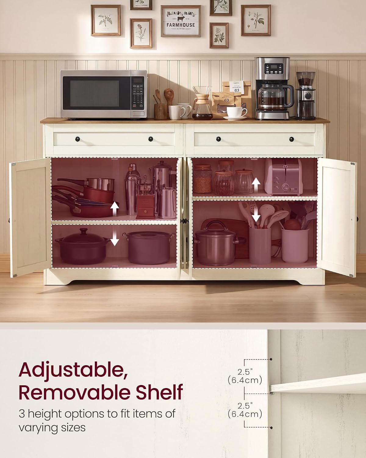 Rustic White Brown Farmhouse Buffet