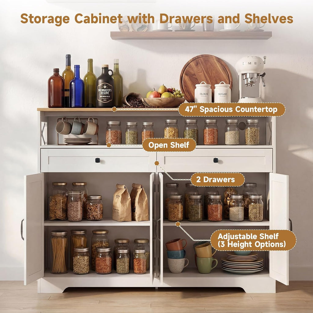 White Farmhouse Charging Station Sideboard