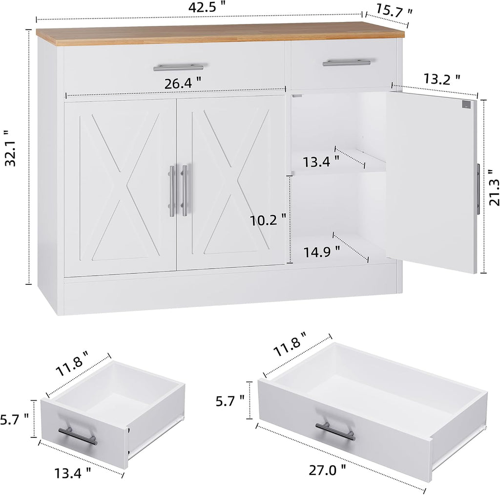White Barn Door Farmhouse Sideboard