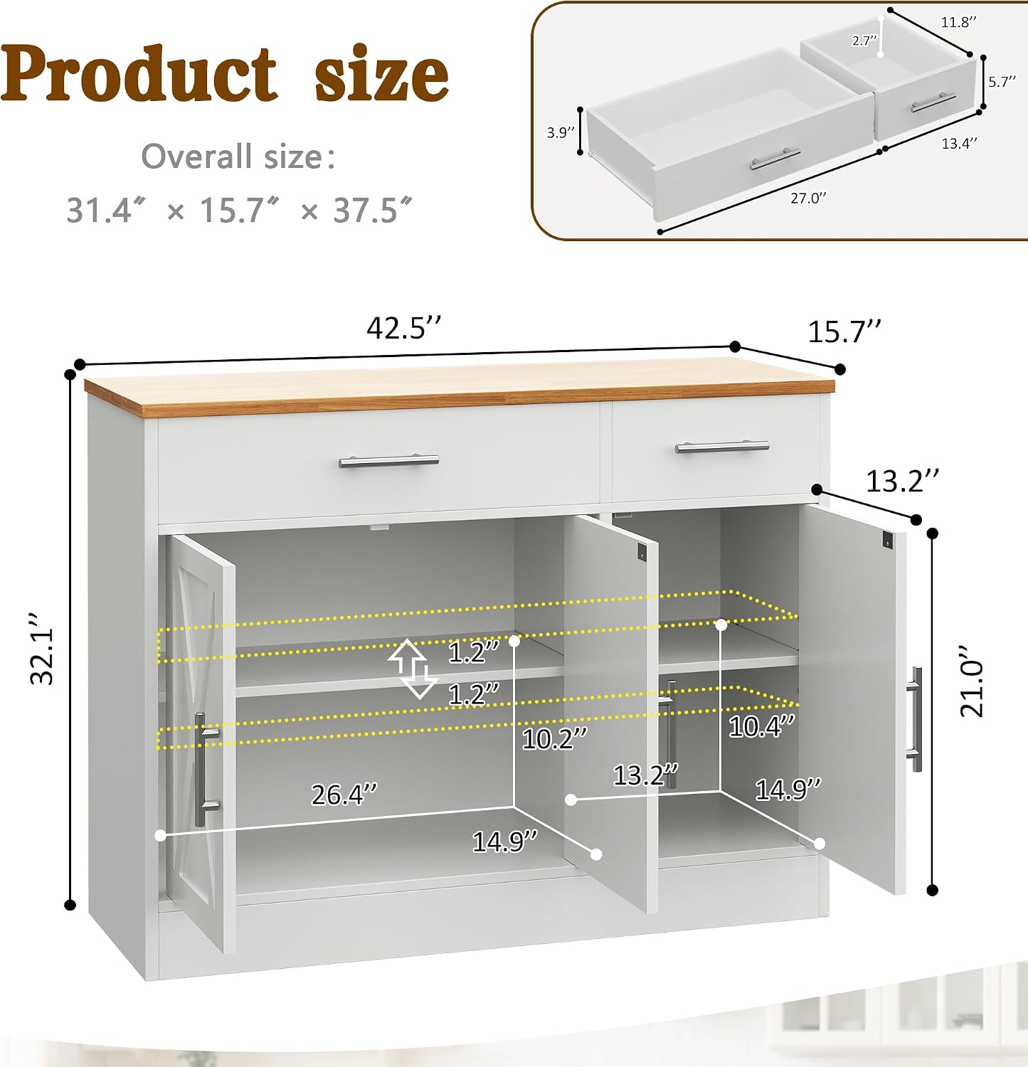 White Farmhouse Coffee Bar Cabinet