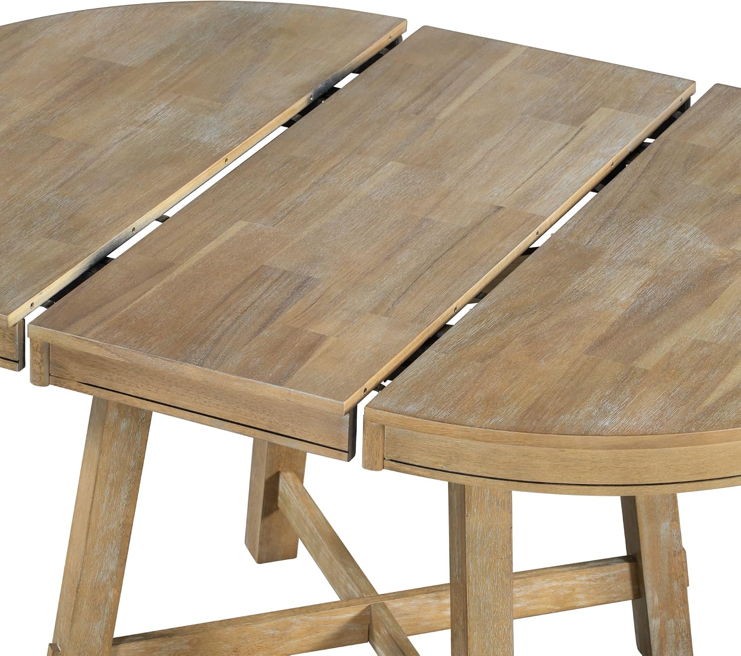 Natural Farmhouse Extendable Oval Dining Table for 4-8