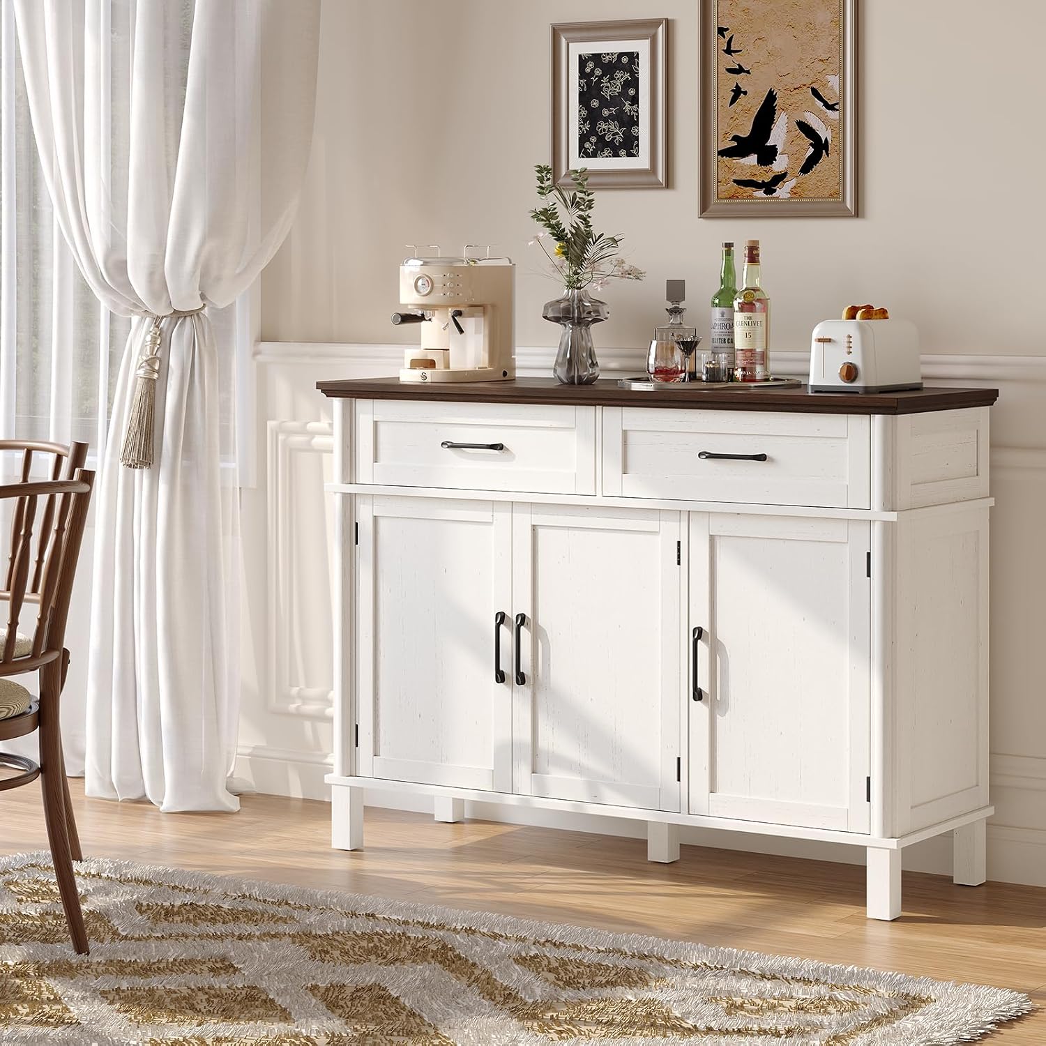 Off White Farmhouse Coffee Bar Sideboard