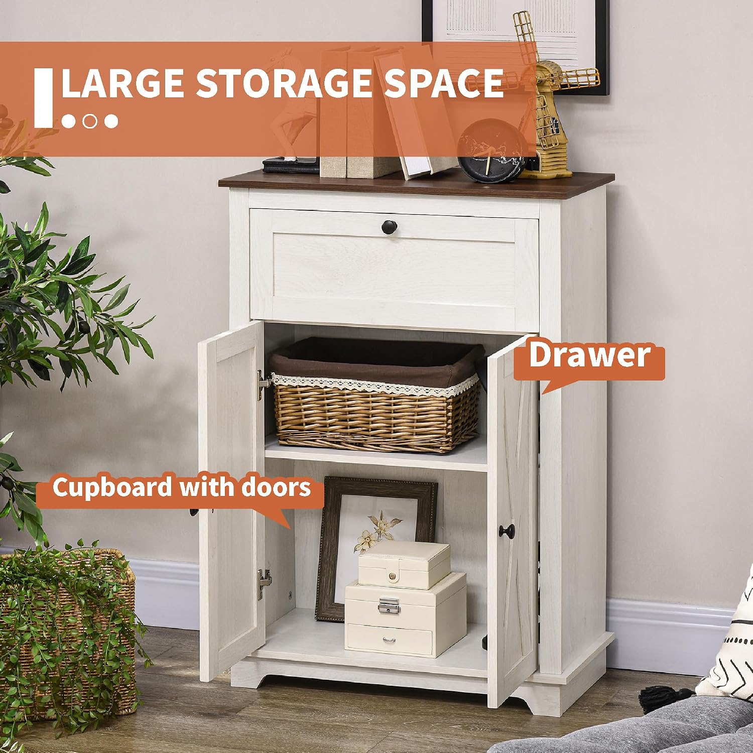 White Barn Door Storage Cabinet