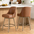 Brown Wood Leg Swivel Counter Stools Set of 2