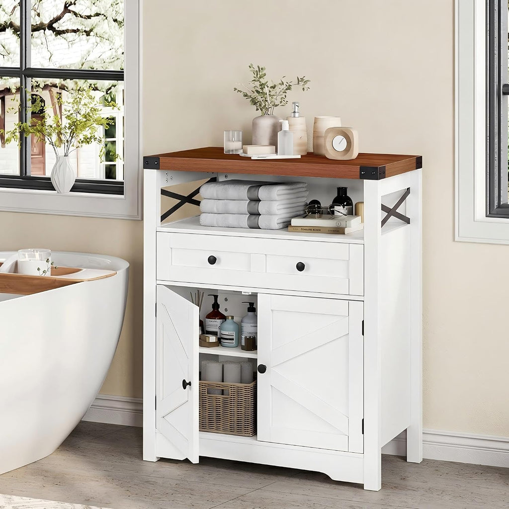 White Barn Door Farmhouse Sideboard