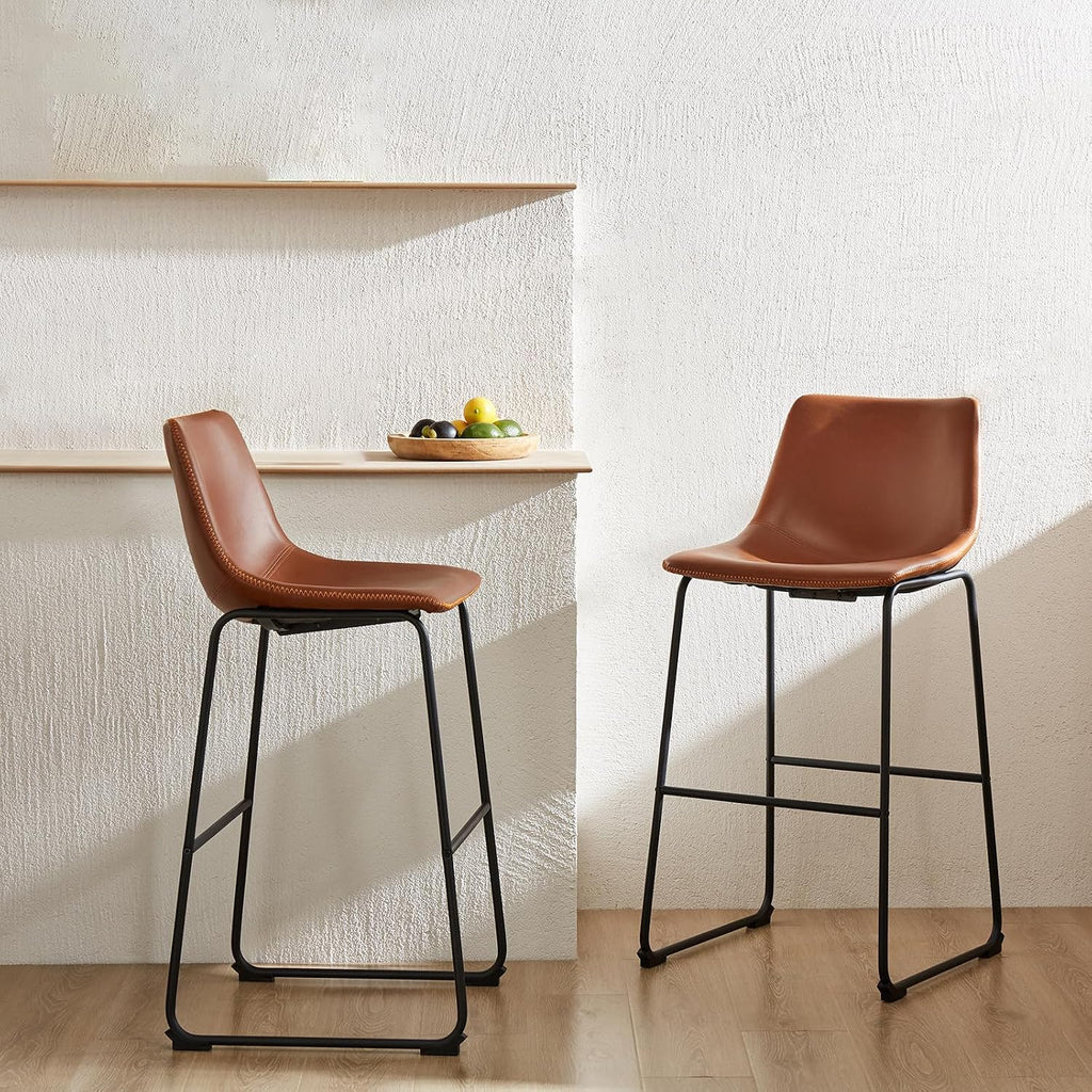 Brown Metal Leg Counter Stools Set of 4