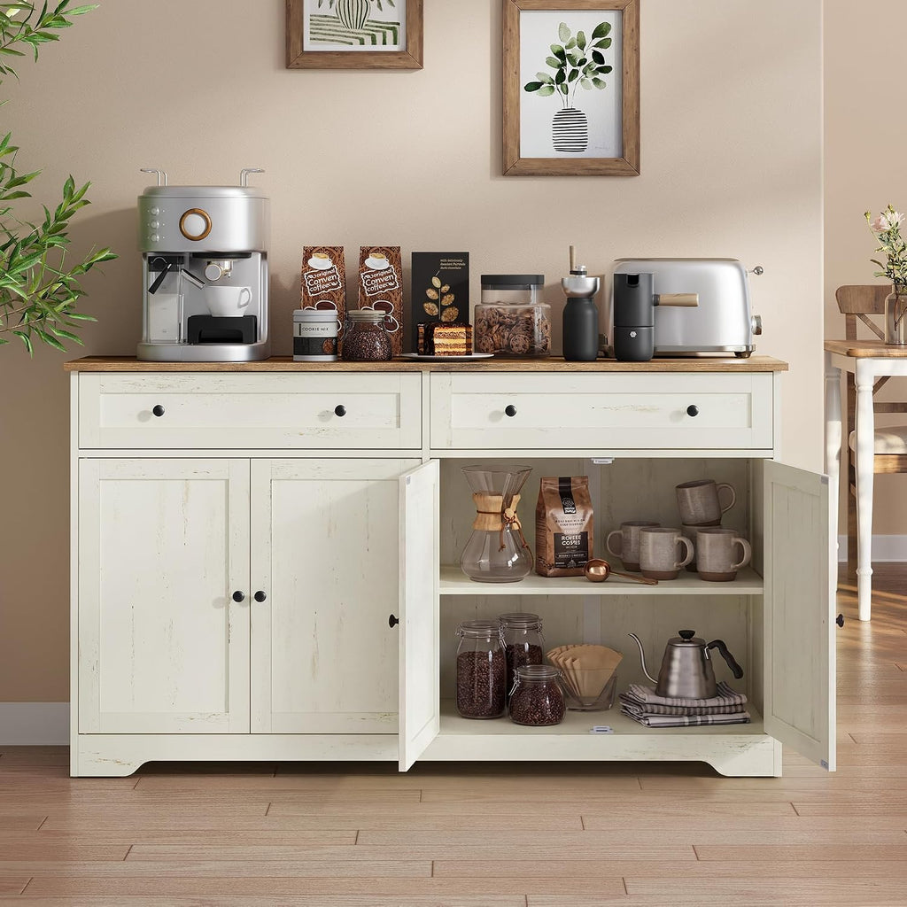 Rustic White Brown Farmhouse Buffet