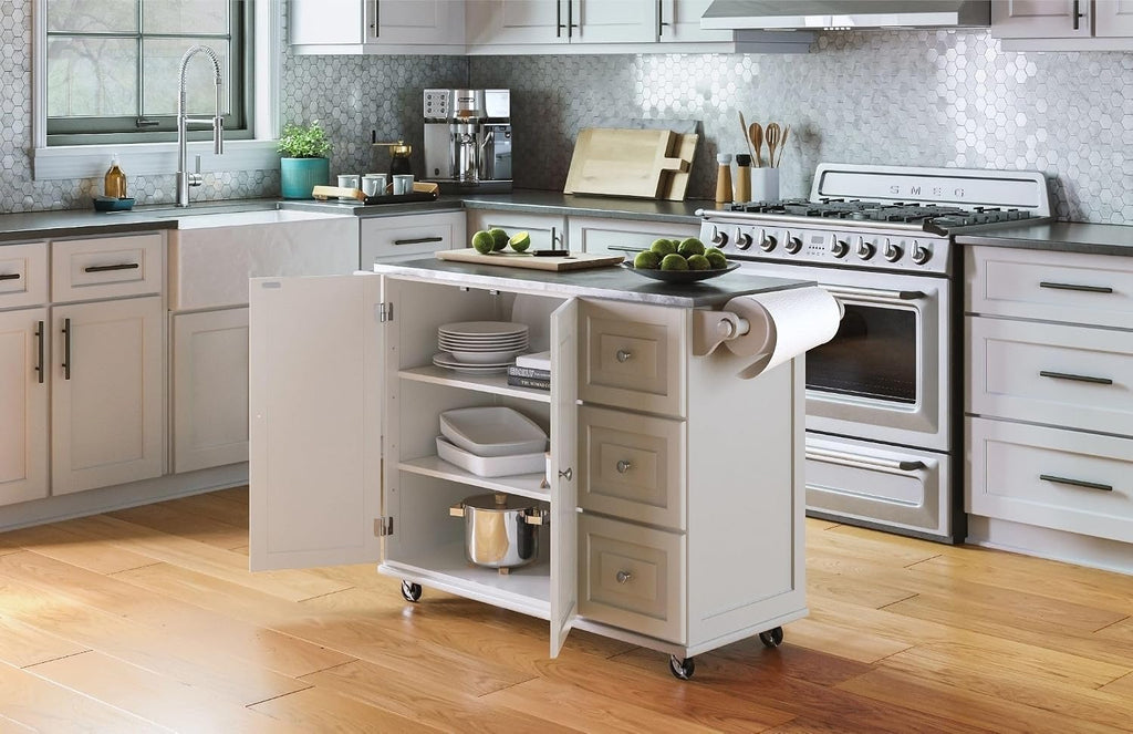 Off White Stainless Steel Kitchen Island