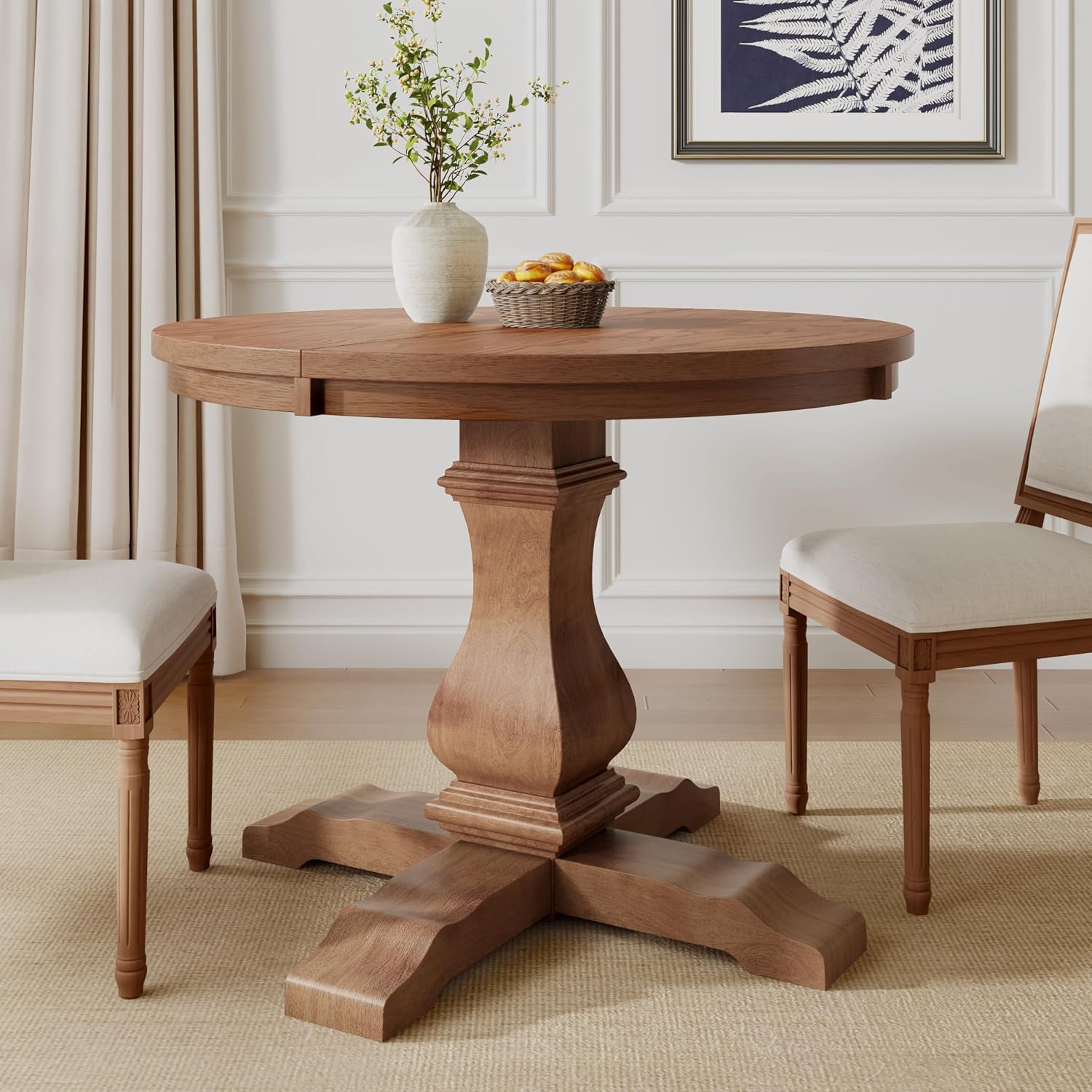 Walnut Vintage Oval Extendable Dining Table for 6