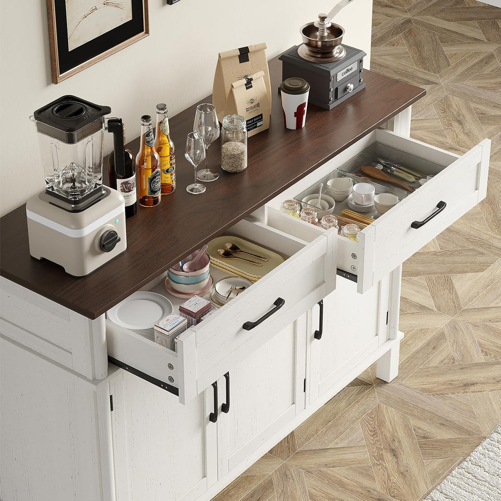 Off White Farmhouse Coffee Bar Sideboard
