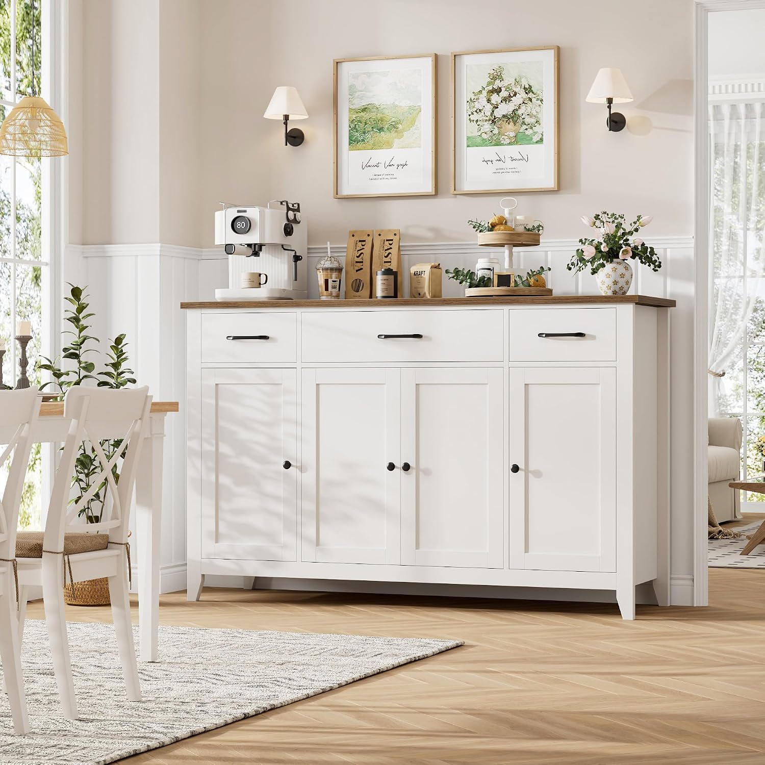 White Farmhouse Storage Sideboard