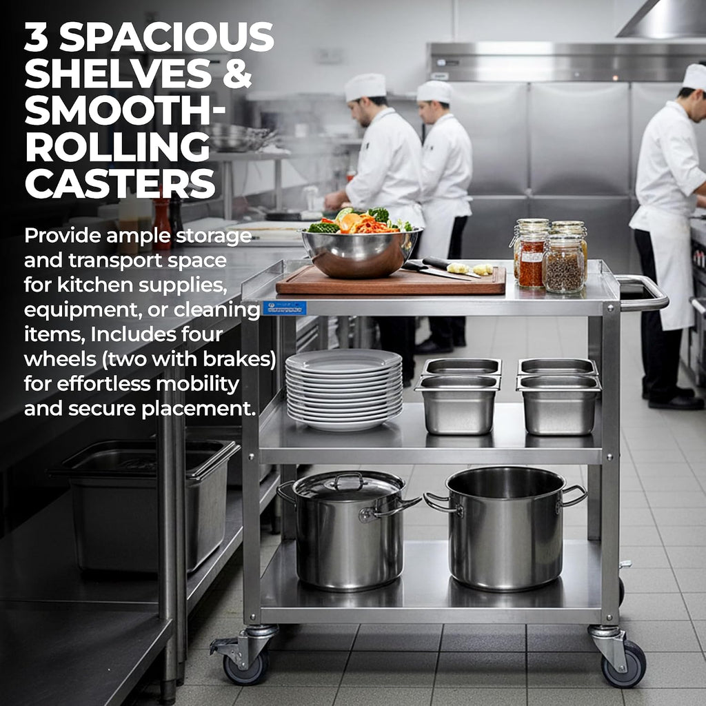 3-Tier Stainless Steel Rolling Cart