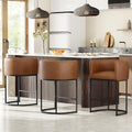 Walnut Brown Arm Barrel Counter Stools Set of 3