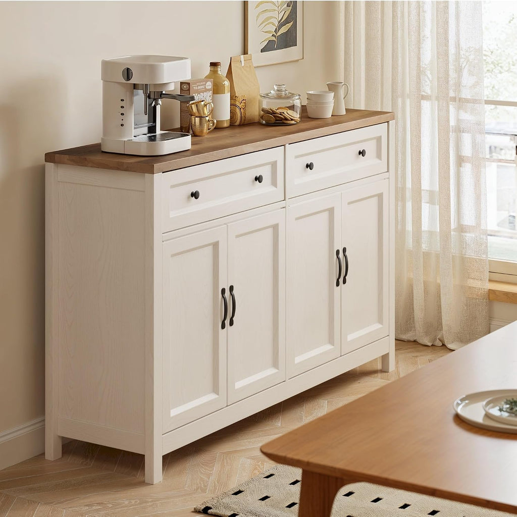 White Rustic Brown Farmhouse Sideboard