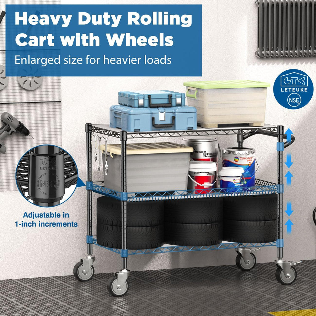 Black Heavy Duty Rolling Storage Cart