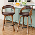 Brown Bentwood Swivel Counter Stools Set of 2