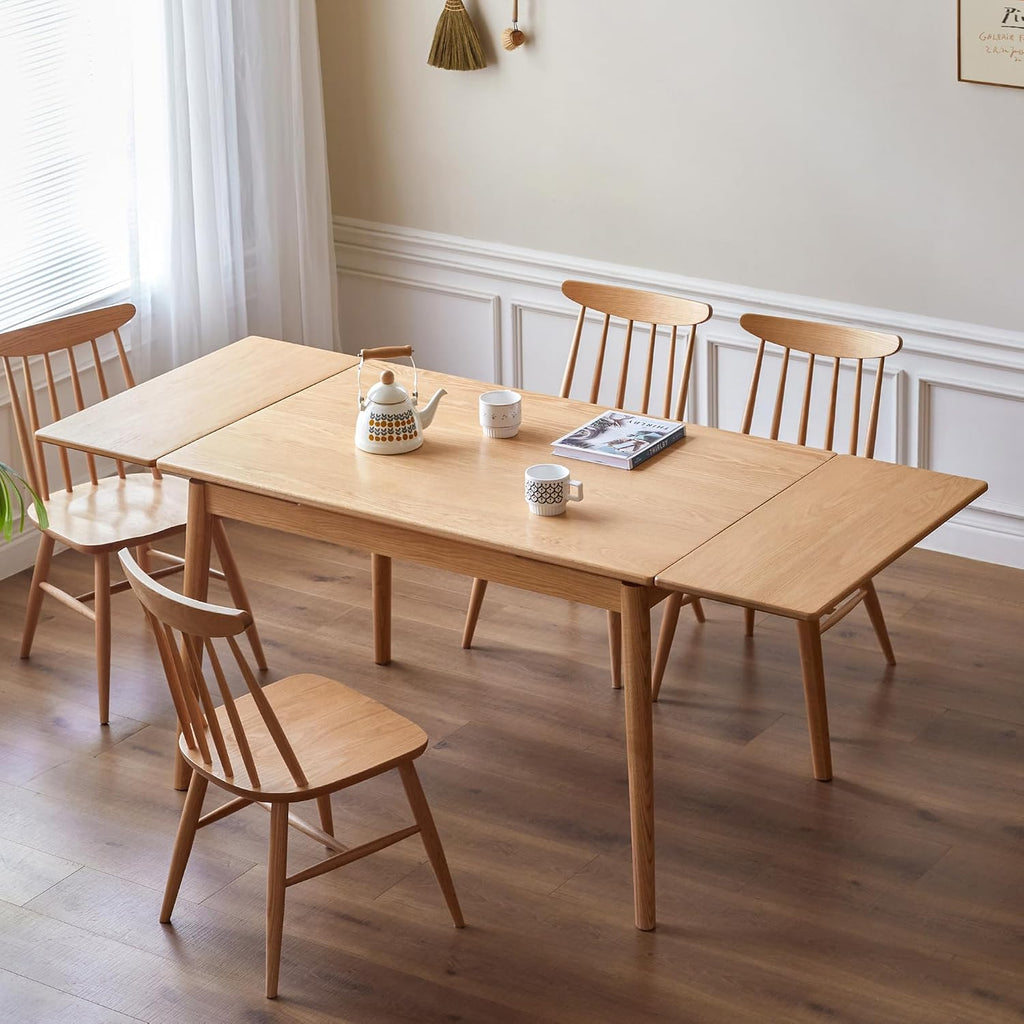 Natural Oak Mid Century Extendable Dining Table for 6-10