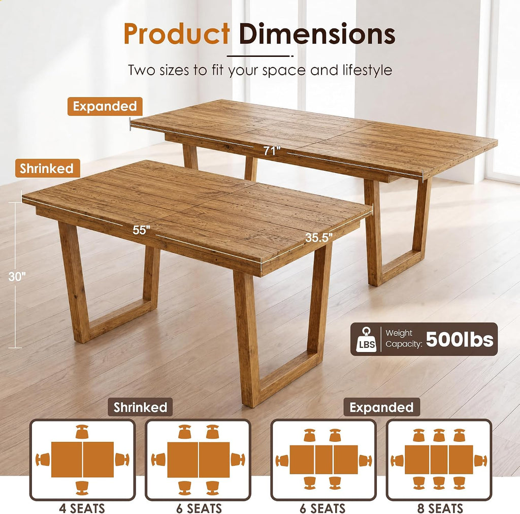 Brown Reclaimed Wood Extendable Dining Table