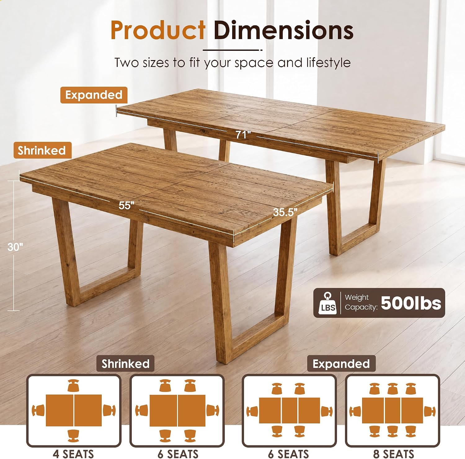Brown Reclaimed Wood Extendable Dining Table