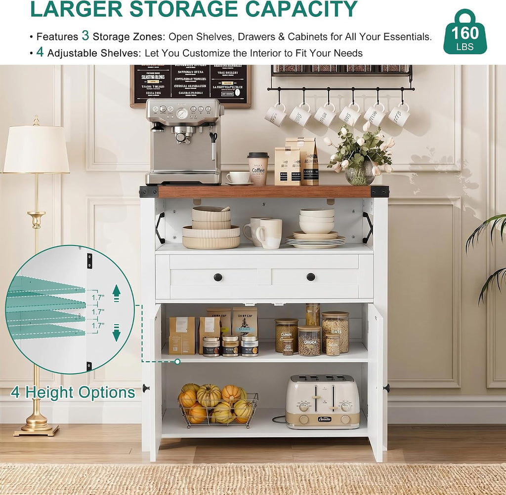 White Barn Door Farmhouse Sideboard