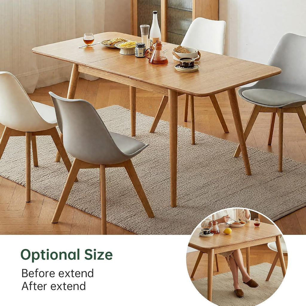 Natural Oak Extendable Dining Table Mid Century Modern