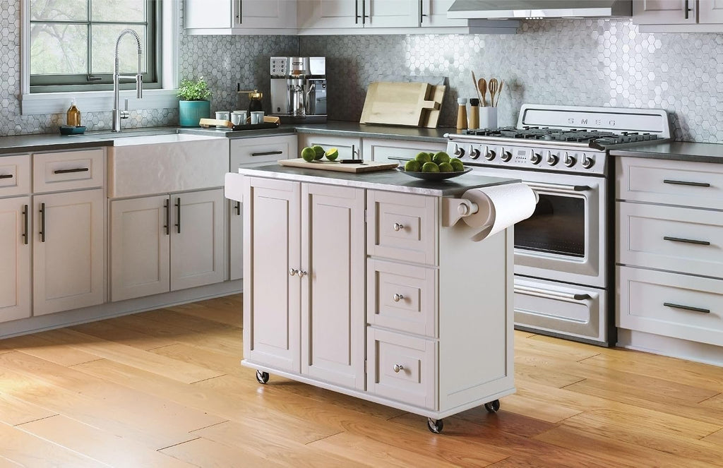 Off White Stainless Steel Kitchen Island