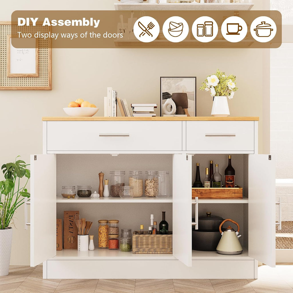 White Farmhouse Coffee Bar Cabinet