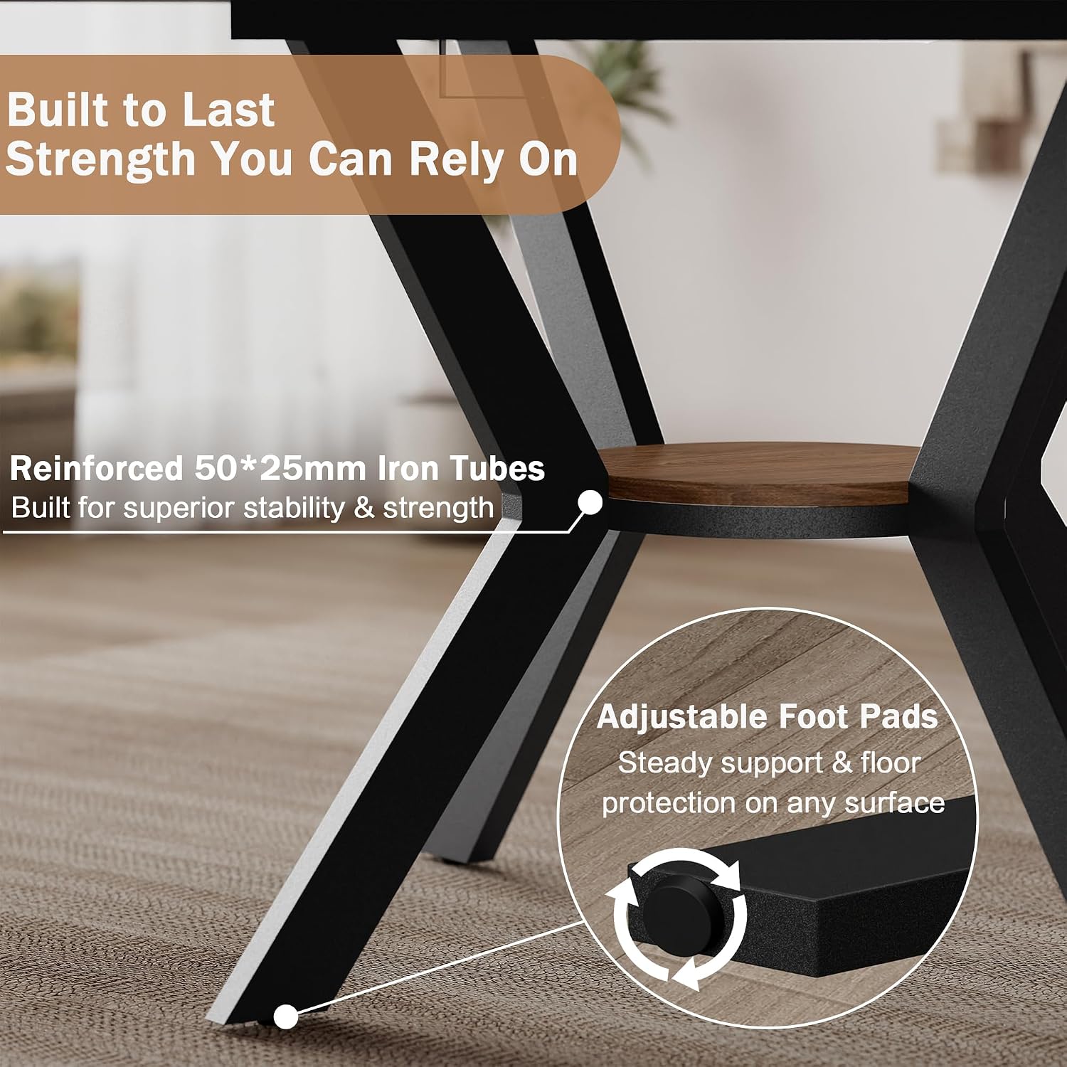Extendable Round Dining Table with Storage Metal Legs
