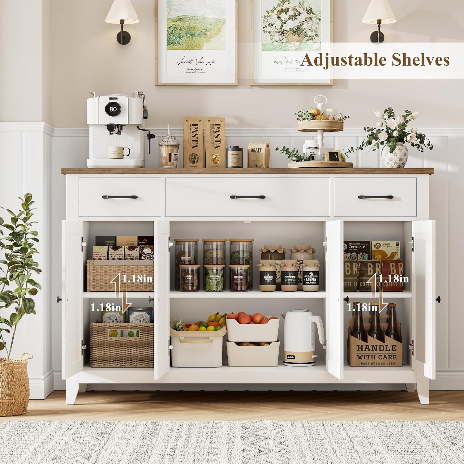White Farmhouse Storage Sideboard