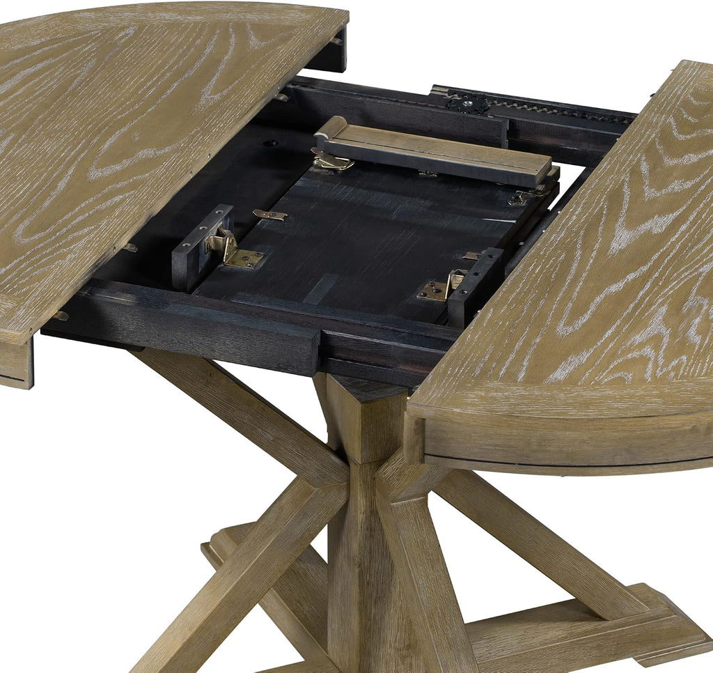 Retro Oval Extendable Dining Table Natural Wood Grain