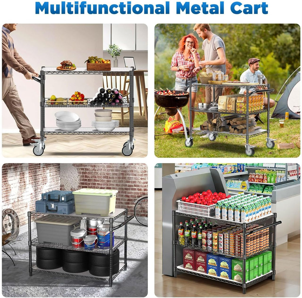 Black Heavy Duty Rolling Storage Cart