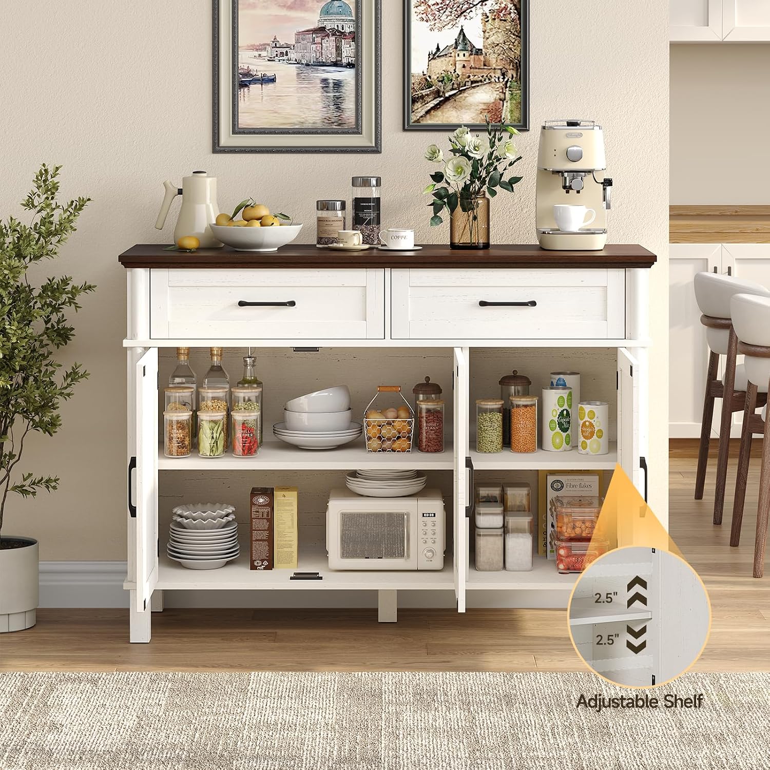 Off White Farmhouse Coffee Bar Sideboard