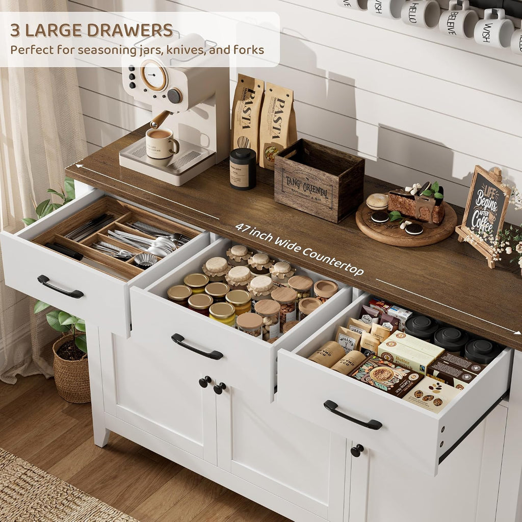 White Farmhouse Coffee Bar Sideboard
