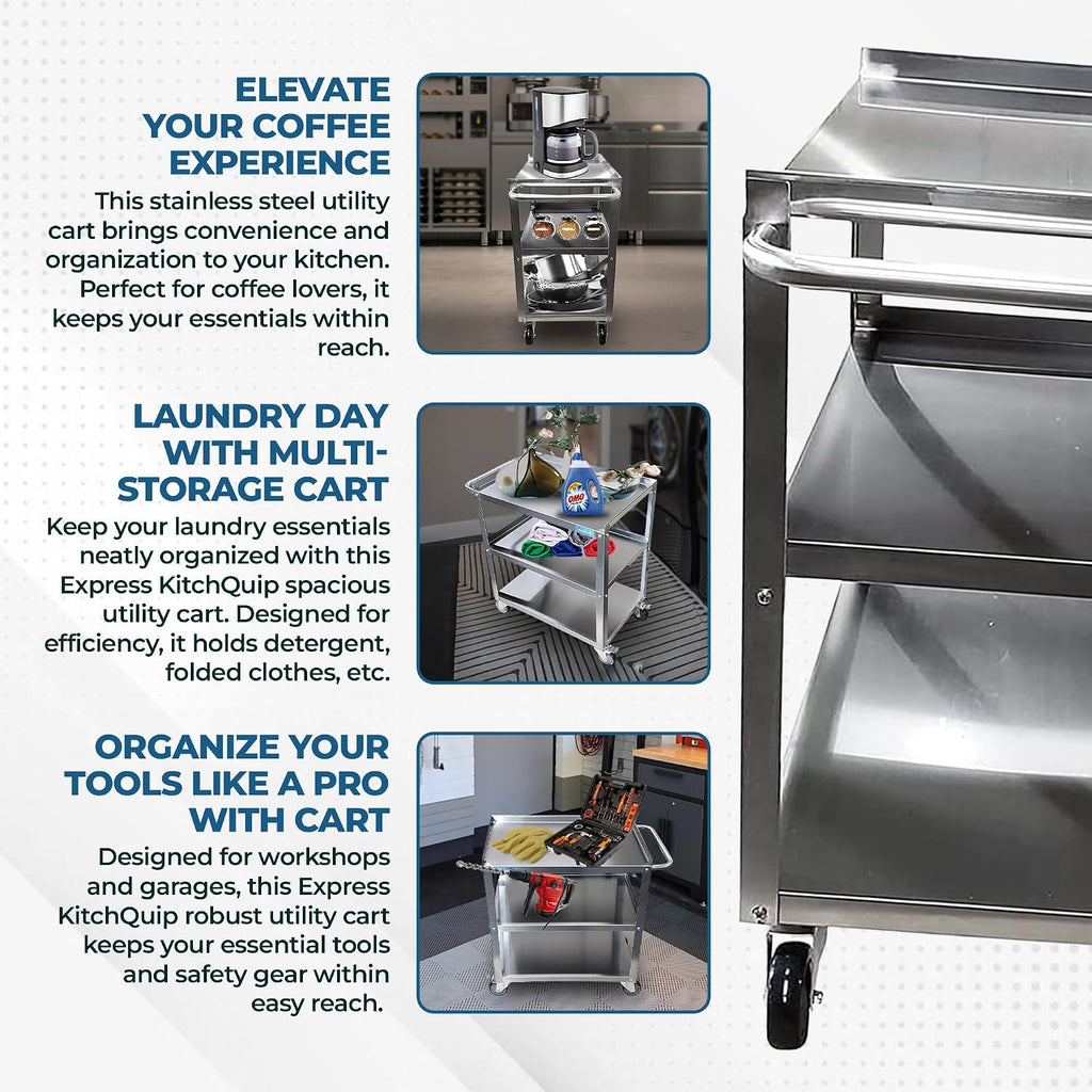 3-Tier Stainless Steel Rolling Cart