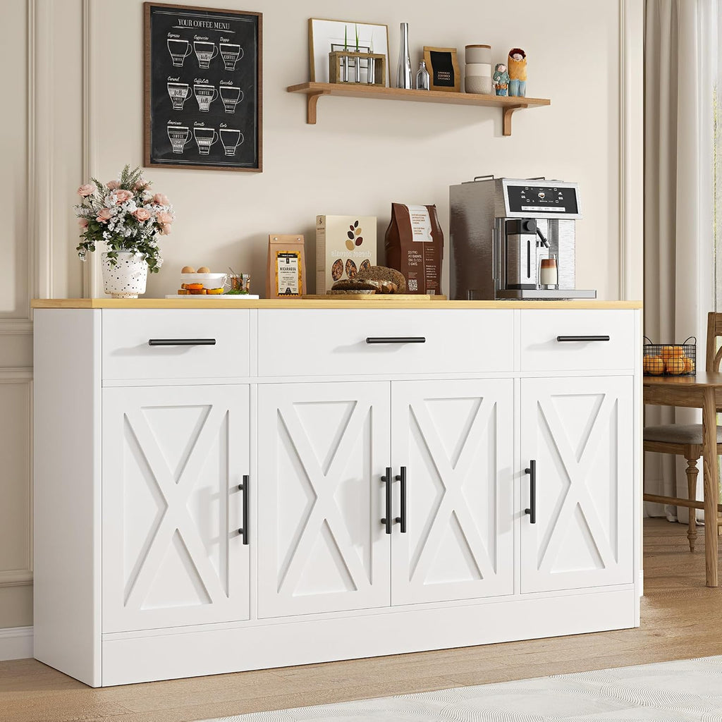 White Farmhouse Coffee Bar Sideboard