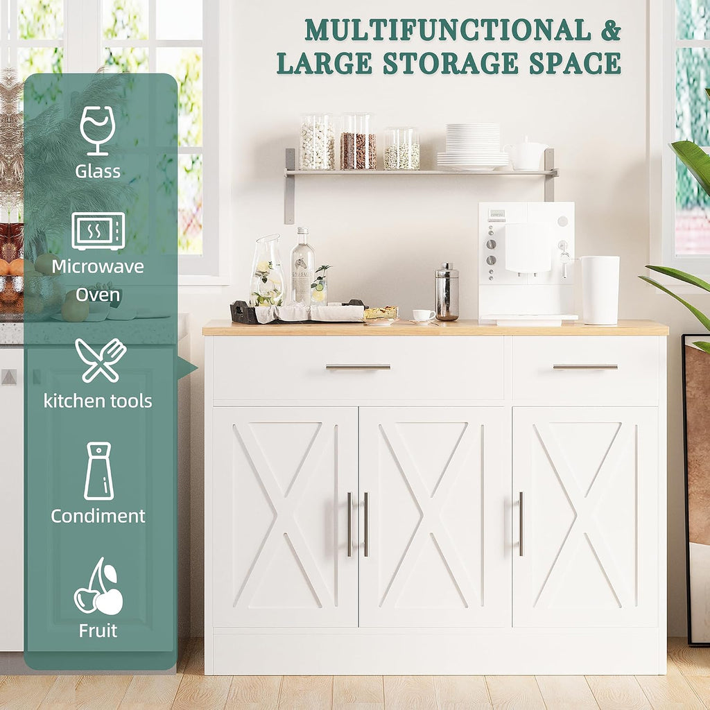 White Barn Door Farmhouse Sideboard