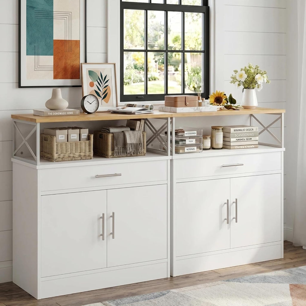 White Farmhouse Coffee Bar Cabinet