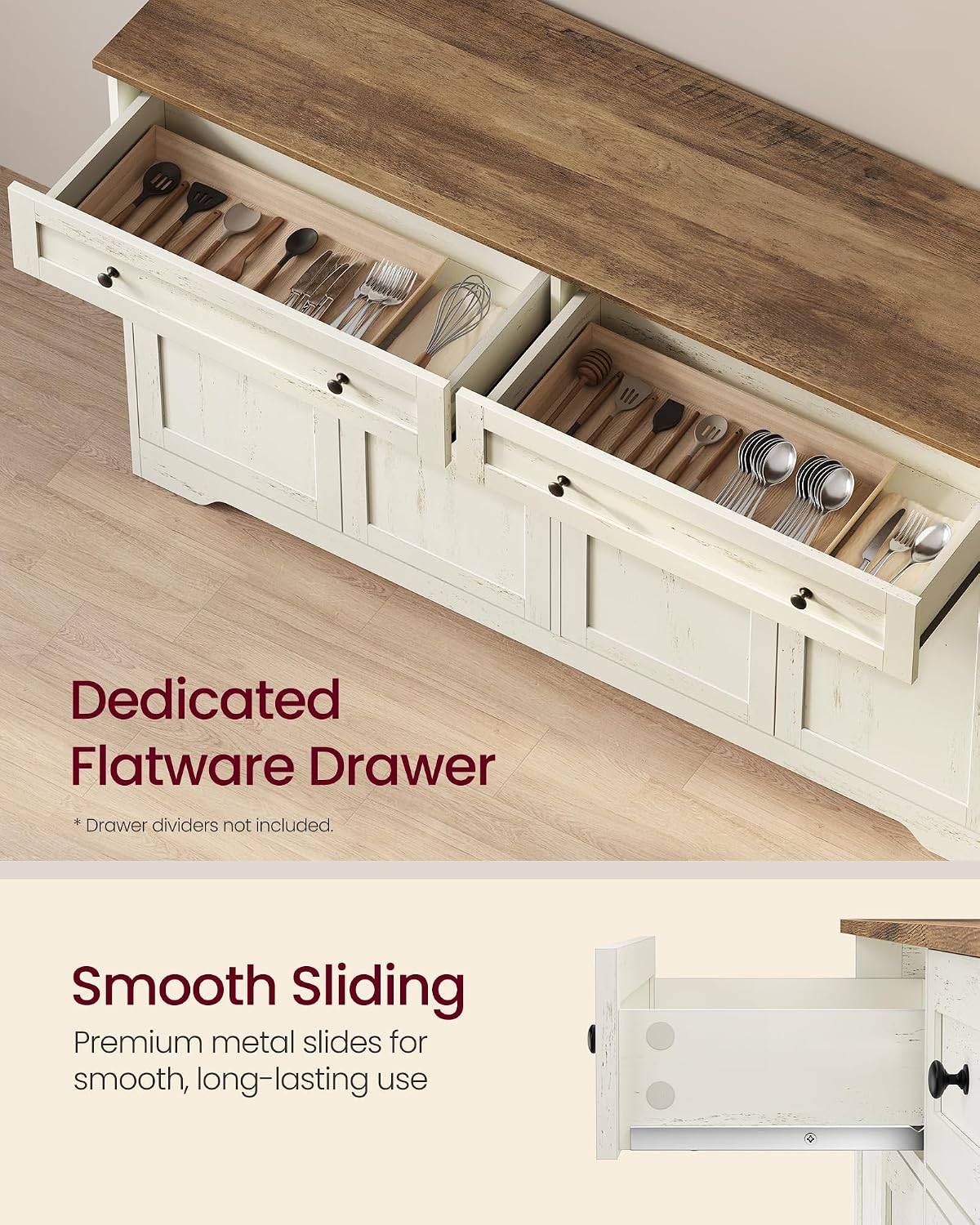 Rustic White Brown Farmhouse Buffet