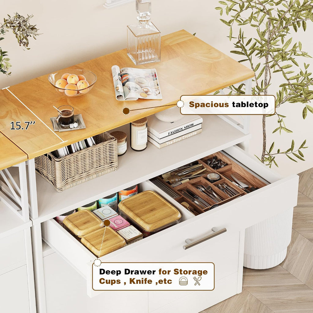 White Farmhouse Coffee Bar Cabinet