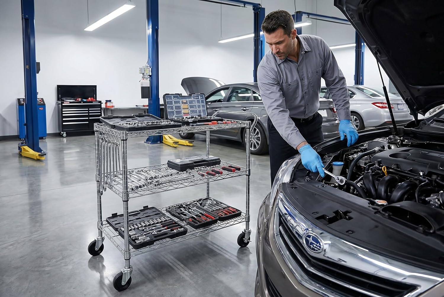 3-Tier Heavy Duty Metal Rolling Cart