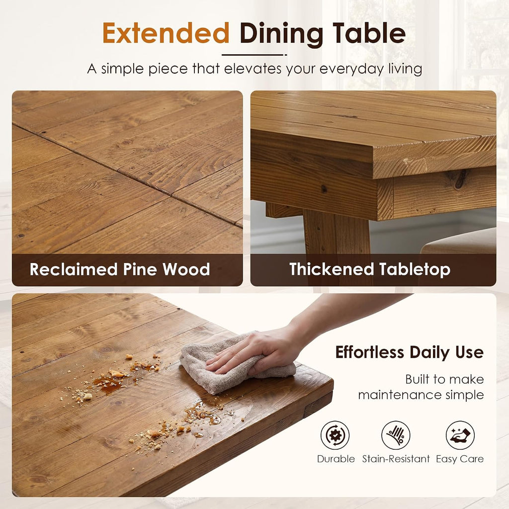 Brown Reclaimed Wood Extendable Dining Table