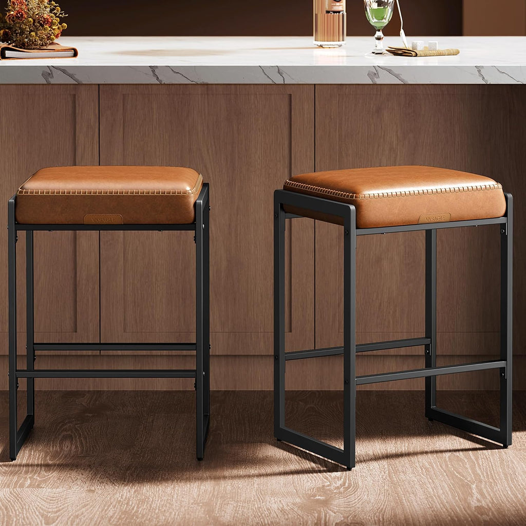 Caramel Brown Stitched Counter Stools Set of 2