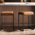 Caramel Brown Stitched Counter Stools Set of 2