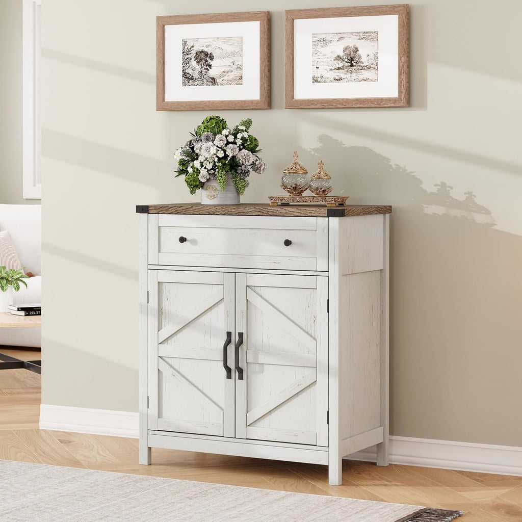 White Farmhouse Coffee Bar Sideboard