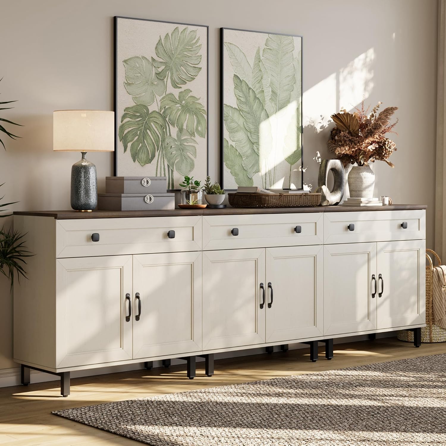 White Farmhouse Coffee Bar Sideboard